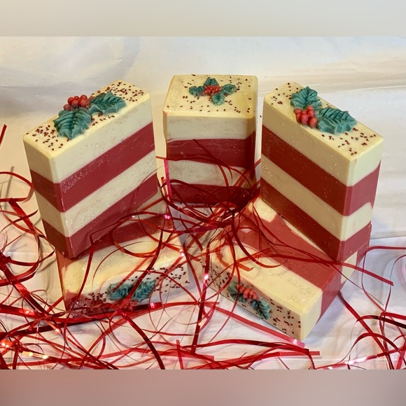 Sold out- Hand Crafted Artisan Holiday Vegan Soap with Soap Holly Attachment - Picture 7 of 10